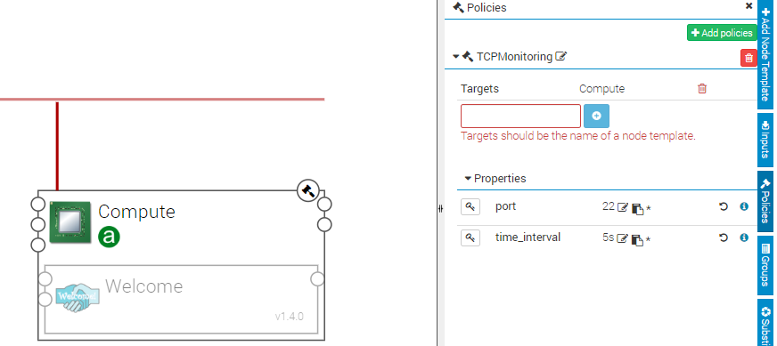 Add TCP monitoring policy to your application topology